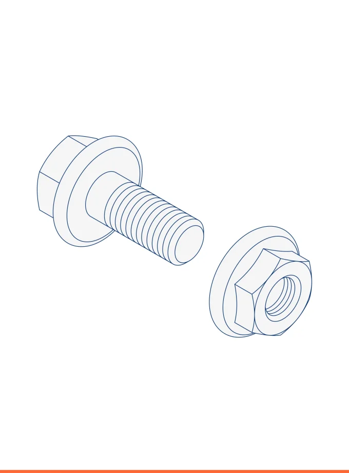 Screw + galvanized flanged nuts