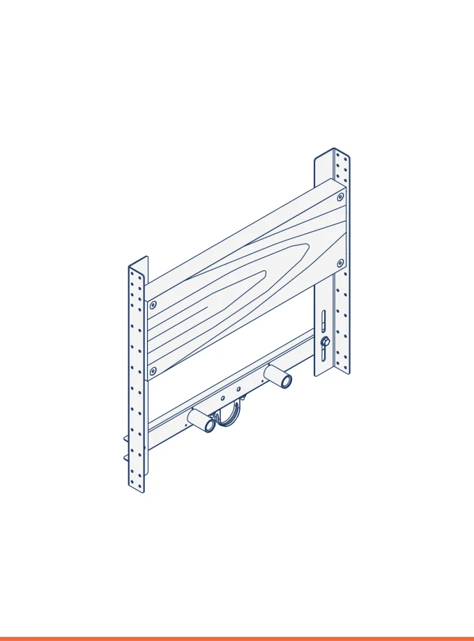 Adjustable carrier frame for wall-hung washbasin (for people with disabilities)