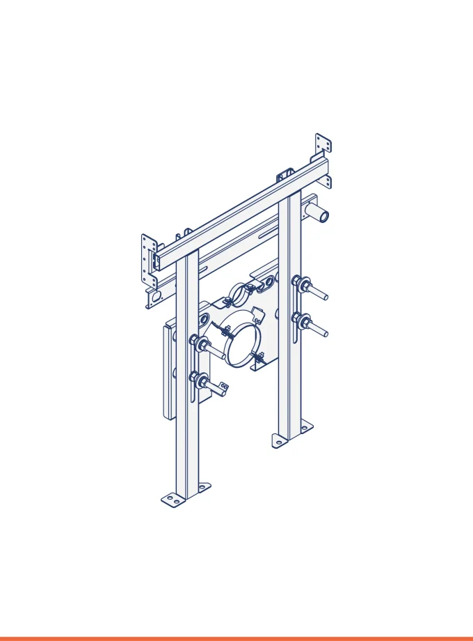 Carrier frame for wall-hung toilet without cistern kit (for people with disabilities)