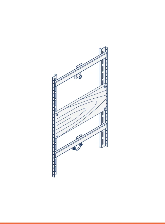 Carrier frame for wall-mounted urinal