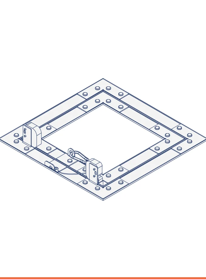 Plasterboard inspection hatch with hydro-plate, pivot opening