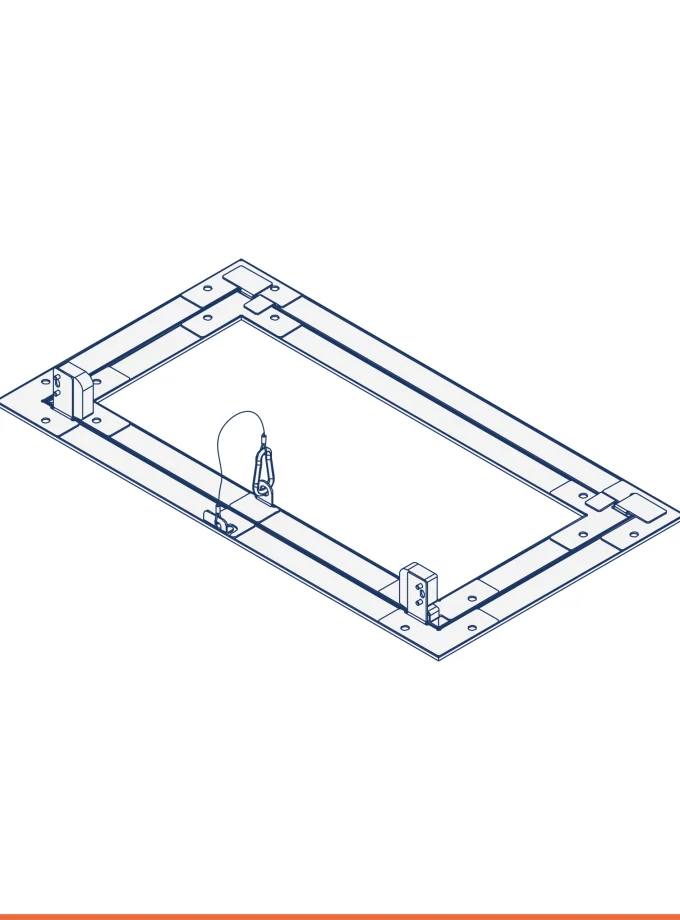 Plasterboard inspection hatch with hydro-plate, tilt opening on the long side