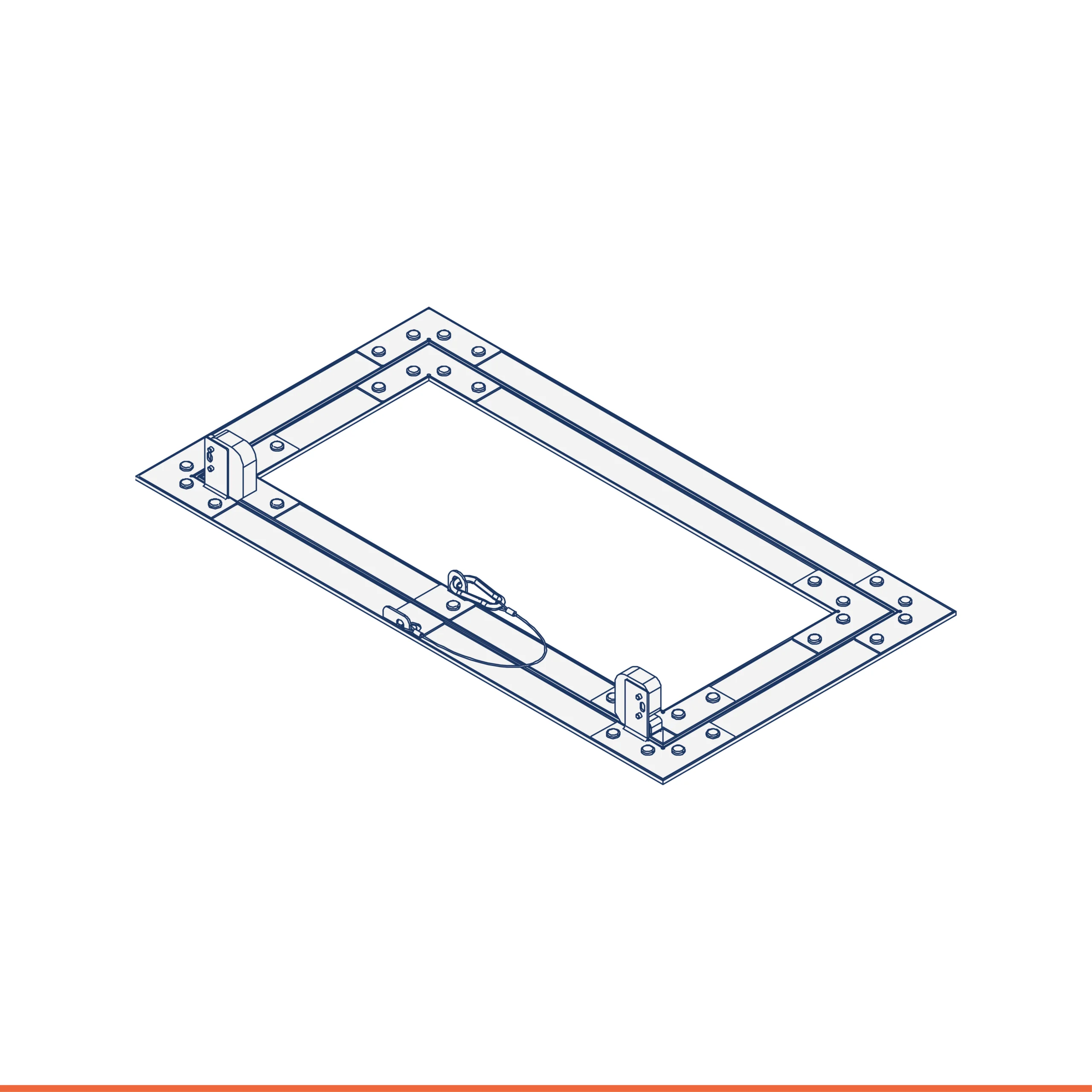 Plasterboard inspection hatch with standard plate, pivot opening on the long side