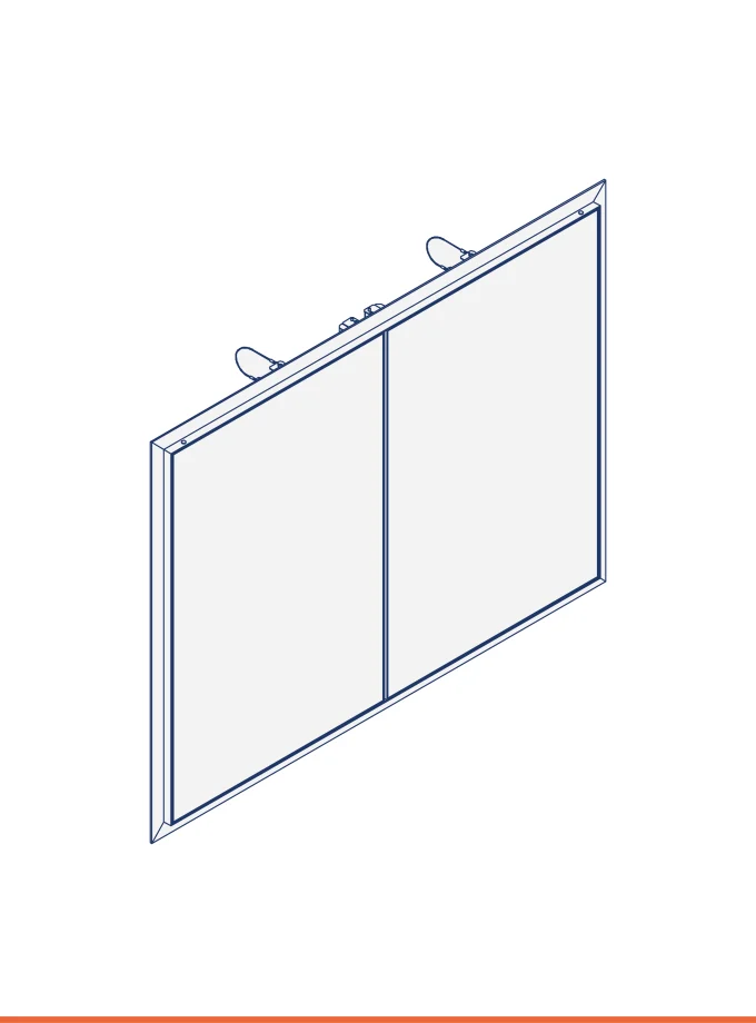 Plasterboard inspection hatch with hydro-plate, fixed double leaf door
